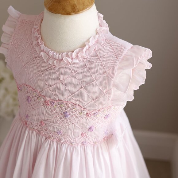 Pink Smocked Dress Luli & Me Boutique Summer Spring Vacation Size 5 NWT - Picture 2 of 7